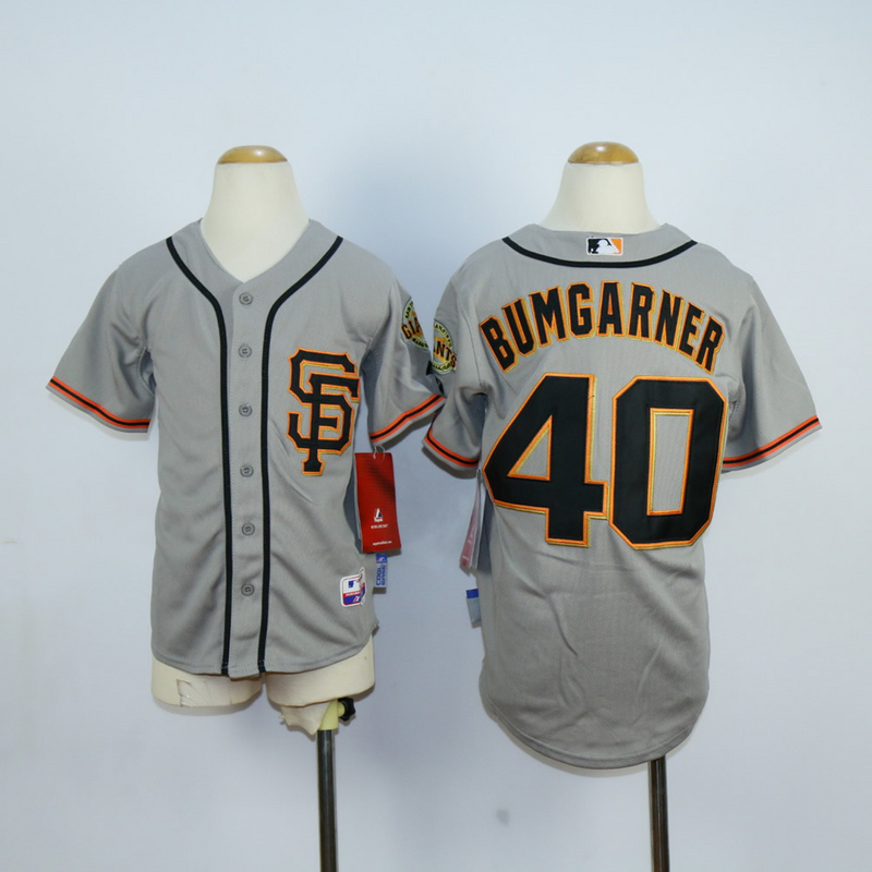 Youth San Francisco Giants #40 Bumgarner Grey MLB Jerseys->women mlb jersey->Women Jersey